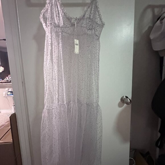 Anthropologie Sheer Dot Tulle Slip Dress - Picture 2 of 3